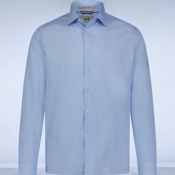American Heritage Men Mini Geo Gingham Blue Button Down Long Sleeve Shirt NEW XL - Picture 3 of 6